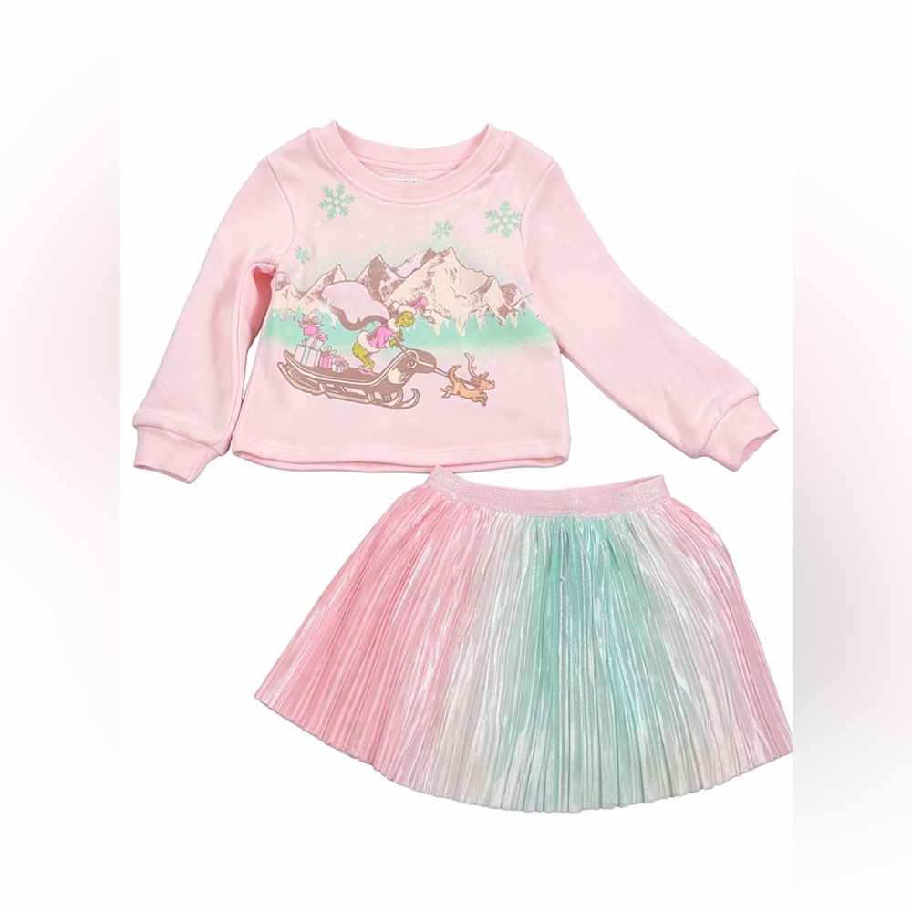 Pink and Green Holiday Outfit Set-Grinch